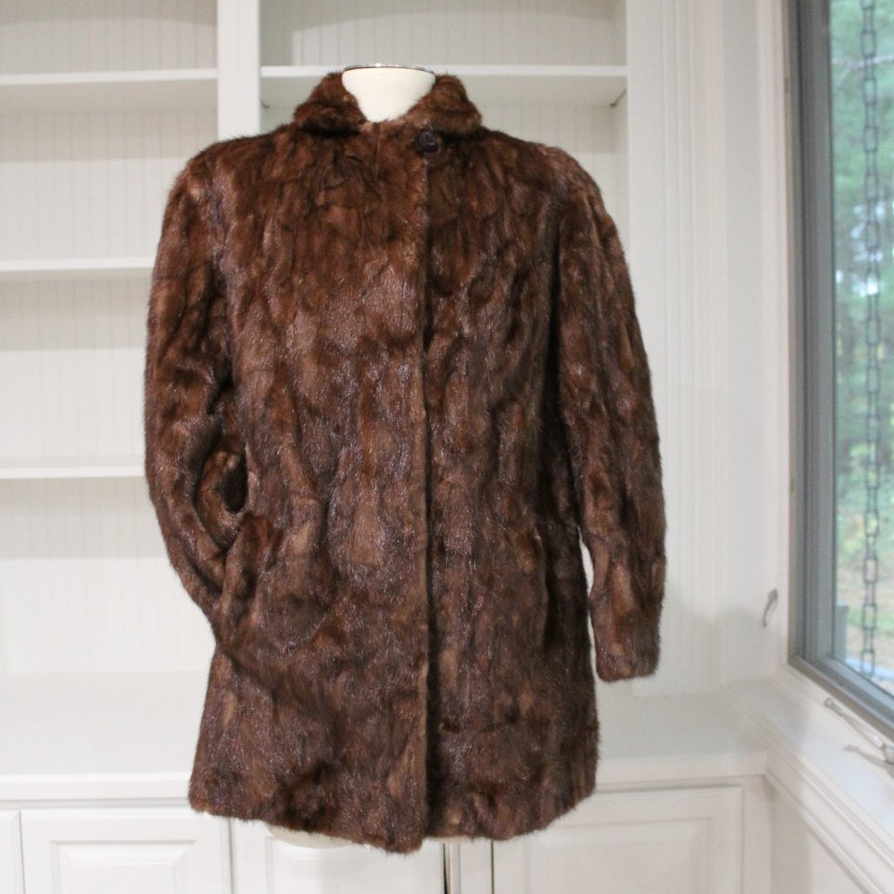Vintage Albrechts brown genuine real fur jacket